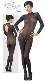 Catsuit mit Spitzenkragen {} black / S/M