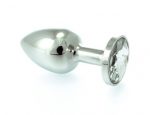 Butt Plug Small Metal With Crystal Clear