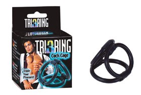 TRI RING COCK CAGE BLACK